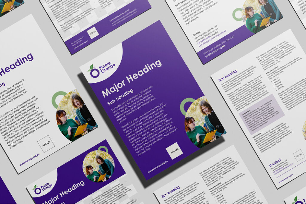 JFA Purple Orange A5 Flyer Templates