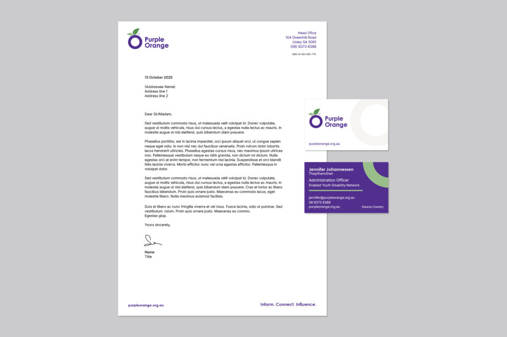 JFA Purple Orange Stationery Templates